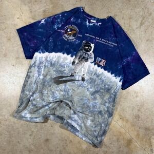 Vintage Anvil Apollo 11 Lunar Landing Smithsonian Tie Dye T-Shirt XL Blue Grey
